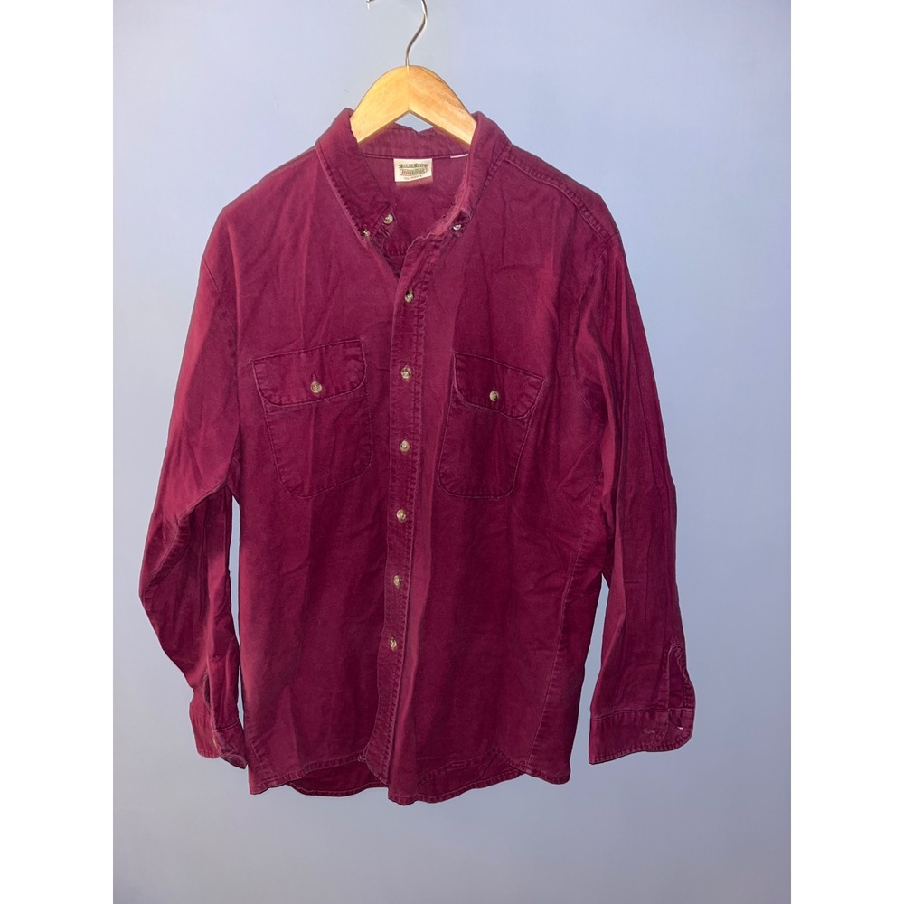 FIVEBROTHER Tall Large Mens Burgundy Button Down Shirt Long Sleeve‎ Casual Work